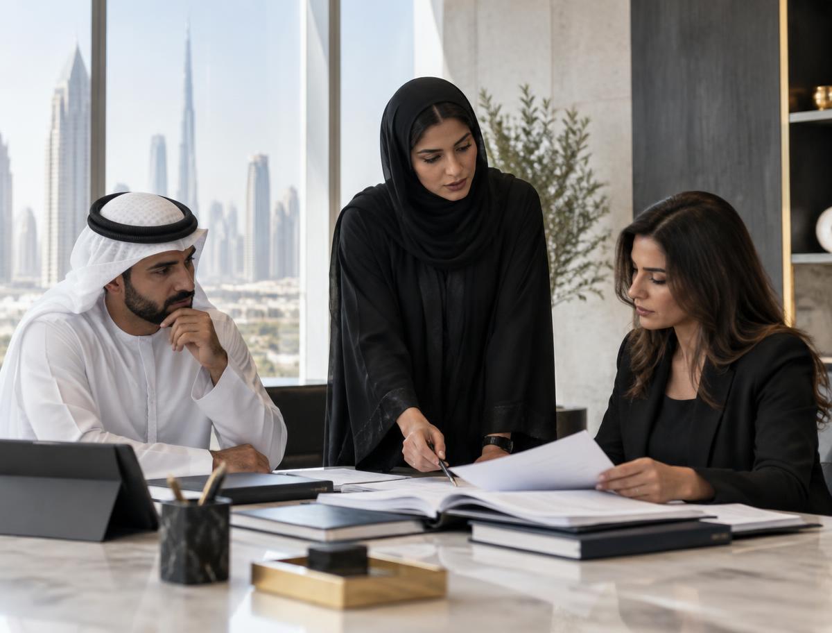 Legal team reviewing a case in Dubai